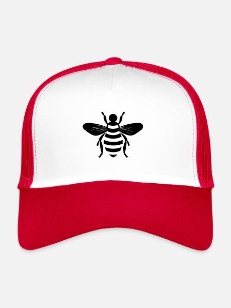 Abeille - Casquette trucker  - blanc/rouge - Devant