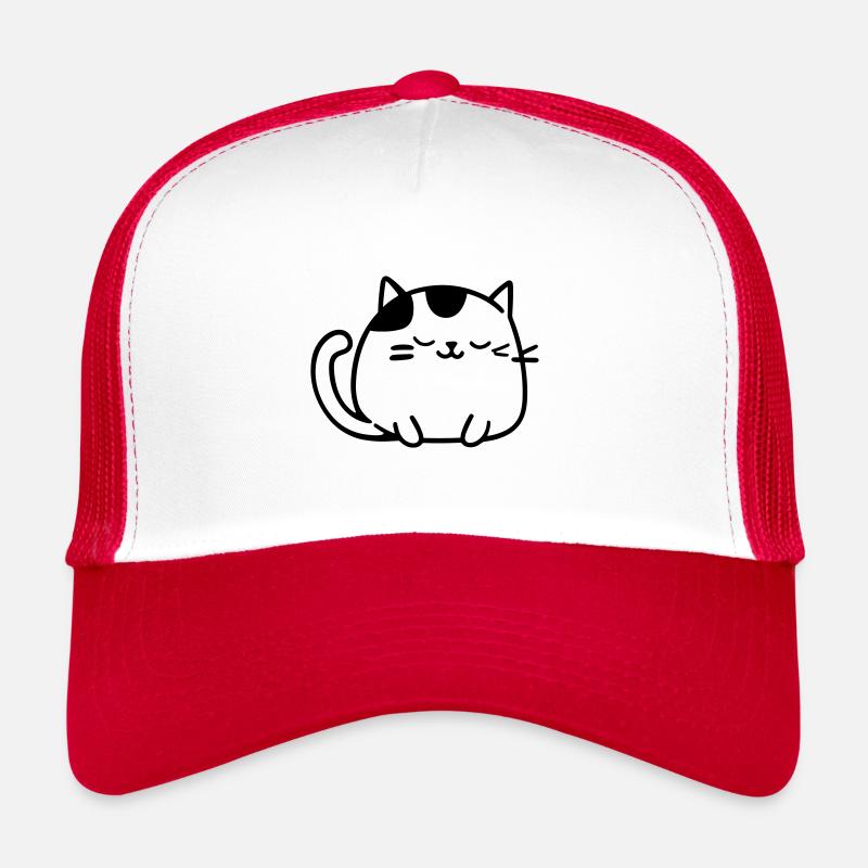 Katze - Trucker Cap - Weiß/Rot