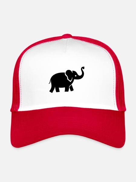 Elefant - Trucker Cap - Weiß/Rot - Vorne