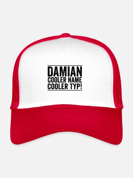 First name Damian - Trucker Cap - white/red - Front