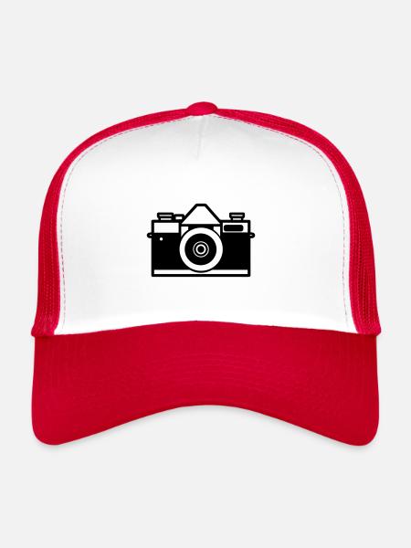 Appareil photo - Casquette trucker  - blanc/rouge - Devant
