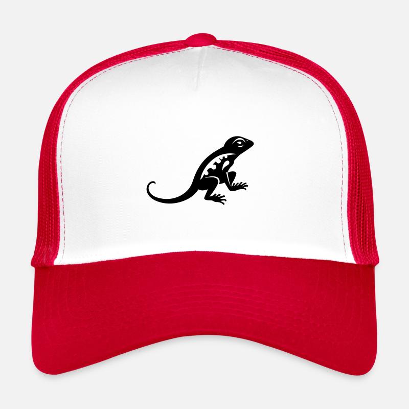 Eidechse - Trucker Cap - Weiß/Rot