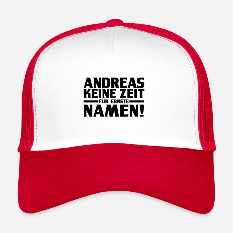 Prénom Andreas - Casquette trucker  - blanc/rouge