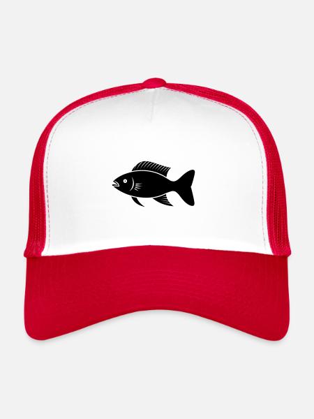 Small Carp Fish - Trucker Cap - white/red - Front