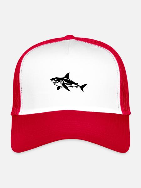 Requin - Casquette trucker  - blanc/rouge - Devant