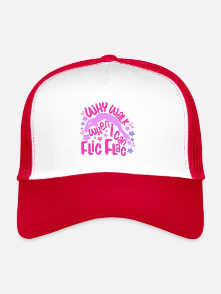 Why Walk When I Can Flic Flac Tumbe Funny Gymnast - Trucker Cap - white/red - Front
