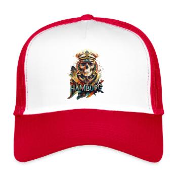 Mega coole Kleidung und Accessoires für Hamburger - Trucker Cap - Weiß/Rot - Vorne