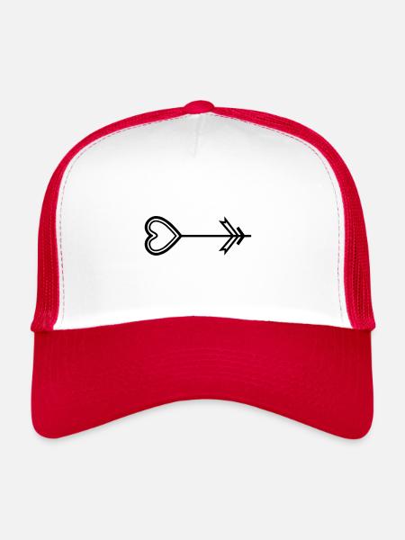 Flèche coeur - Casquette trucker  - blanc/rouge - Devant