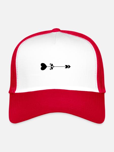 Flèche coeur - Casquette trucker  - blanc/rouge - Devant