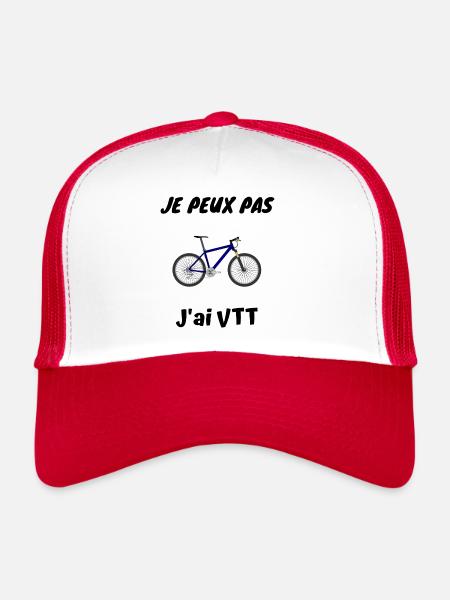 Je peux pas J ai VTT - Casquette trucker  - blanc/rouge - Devant