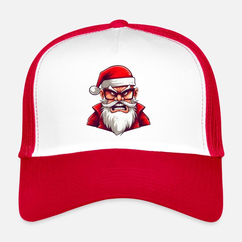Fun Angry Santa - Casquette trucker  - blanc/rouge