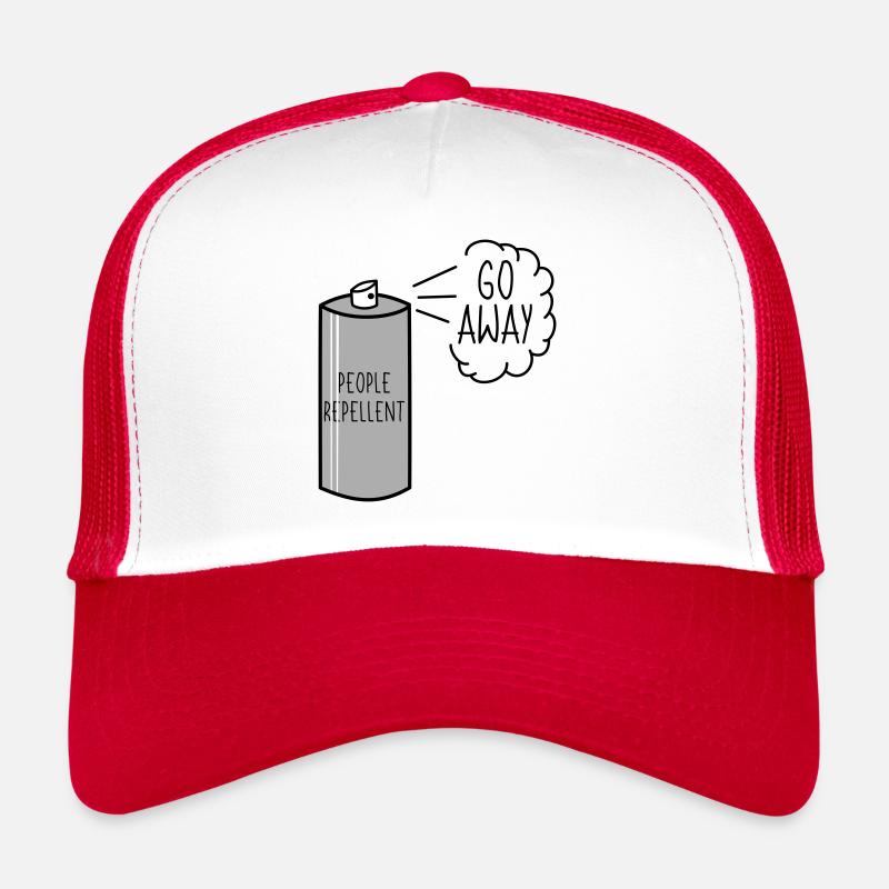 People Repellent Go Away Spray - Trucker Cap - Weiß/Rot