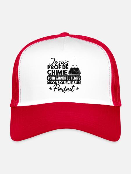 Je suis prof de chimie, je suis parfait - Casquette trucker  - blanc/rouge - Devant