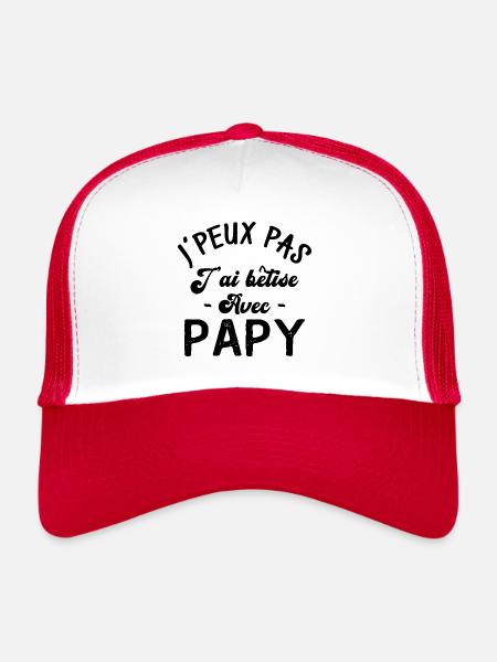 J'peux pas j'ai bêtise avec papy - Casquette trucker  - blanc/rouge - Devant
