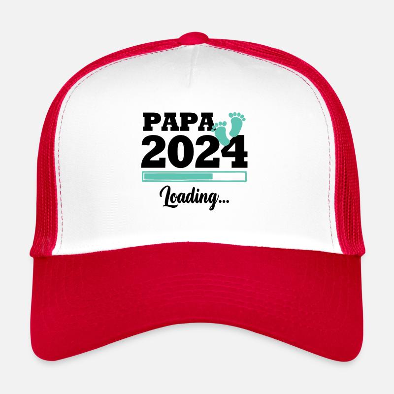 Papa 2024 loading - Casquette trucker  - blanc/rouge