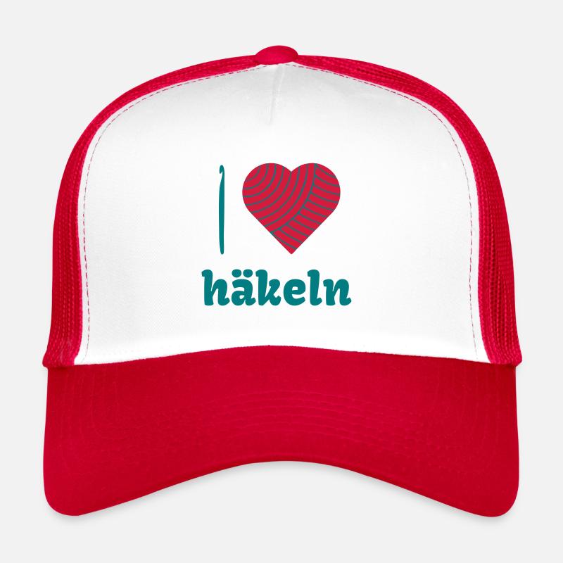 Häkelliebe - Trucker Cap - Weiß/Rot
