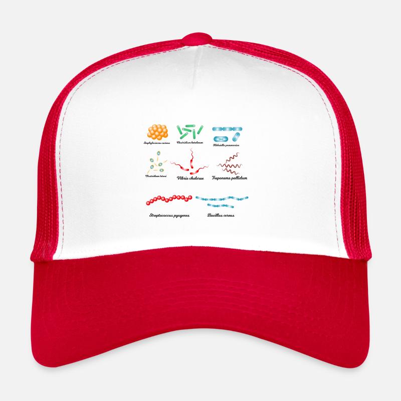 Les bactéries célèbres - pathogènes - Casquette trucker  - blanc/rouge