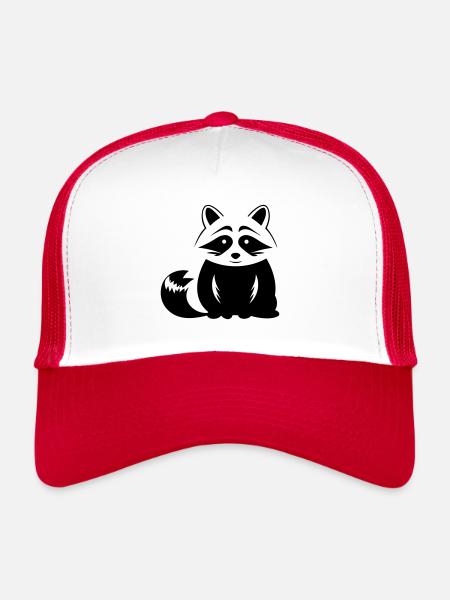 Raton laveur - Casquette trucker  - blanc/rouge - Devant