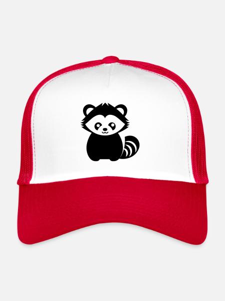 panda roux - Casquette trucker  - blanc/rouge - Devant