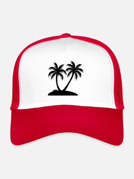 palmier - Casquette trucker  - blanc/rouge - Devant