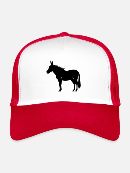 âne - Casquette trucker  - blanc/rouge - Devant
