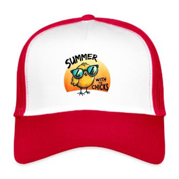 Summer, Sun, Chick Style - Trucker Cap - white/red - Front