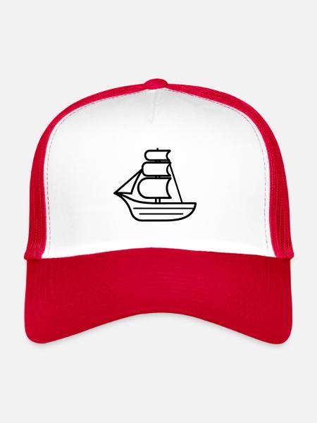 Bateau pirate - Casquette trucker  - blanc/rouge - Devant