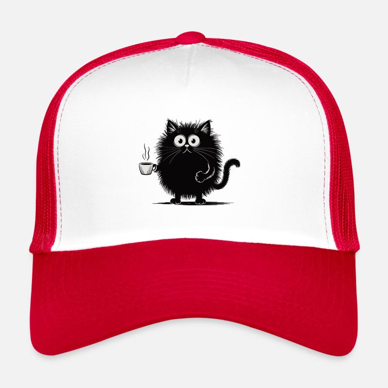 Black Cat with Coffee Shirt Trucker Cap