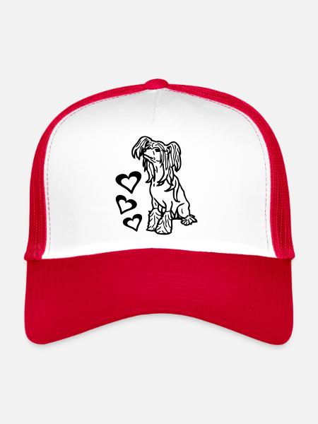 chinesecrestedhairless03 - Casquette trucker  - blanc/rouge - Devant