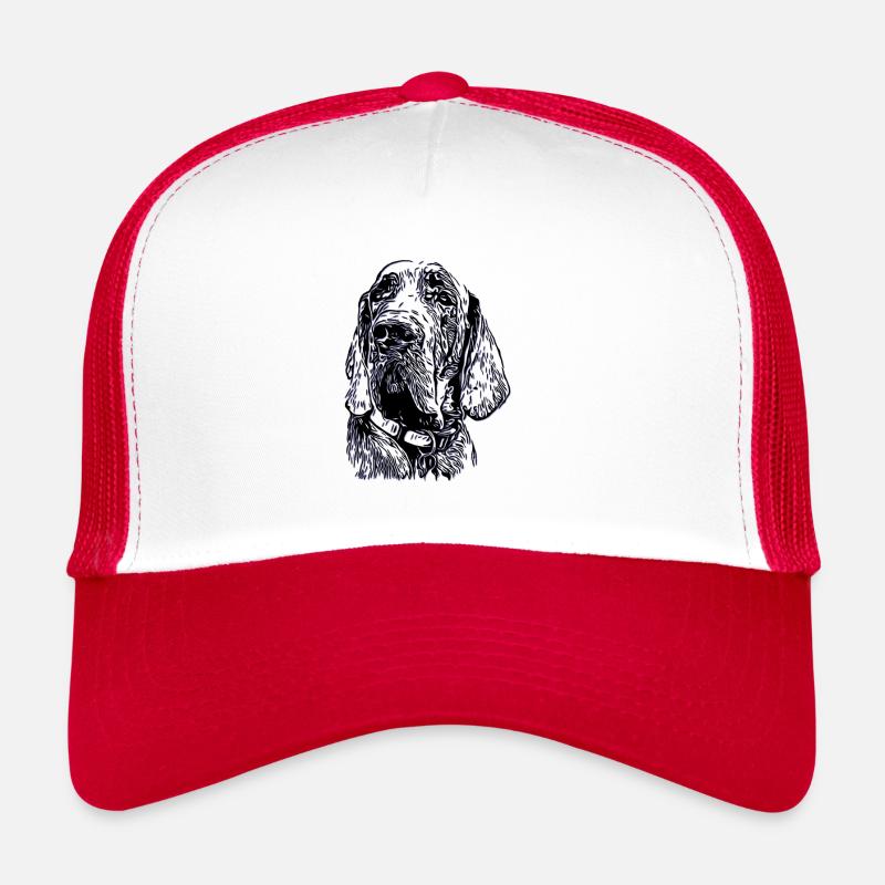 Hund Dogge Schwarz Grau - Trucker Cap - Weiß/Rot