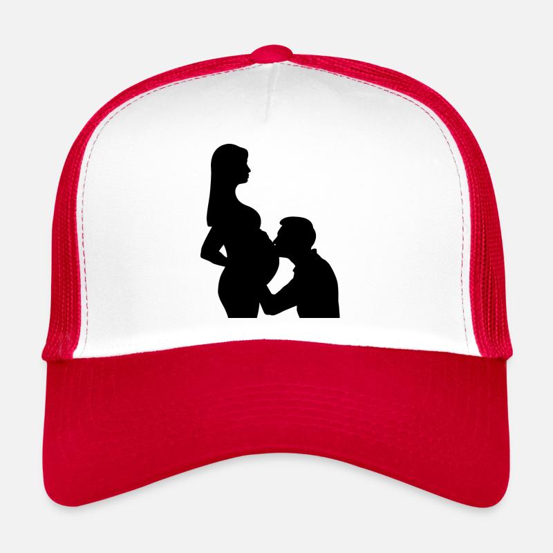 Couples de grossesse - Casquette trucker  - blanc/rouge