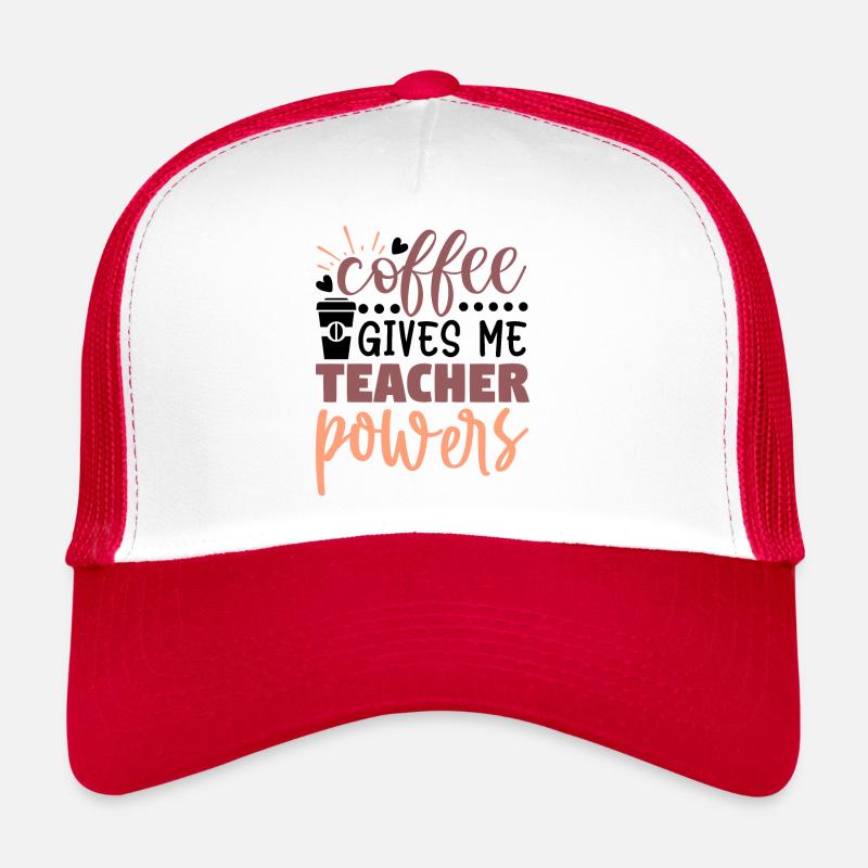 Coffee gives me teacher powers 4 - Trucker Cap - Weiß/Rot
