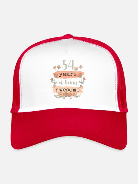 54 Birthday 54 Years Gift Women - Trucker Cap - white/red - Front