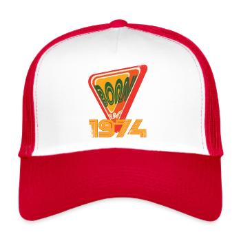 Geboren 1974 - Born in 1974 Geburtstag Vintage - Trucker Cap - Weiß/Rot - Vorne