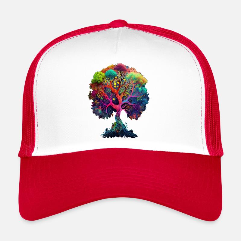 Baum des Lebens Keltisch Nordisch Naturschutz Wald - Trucker Cap - Weiß/Rot