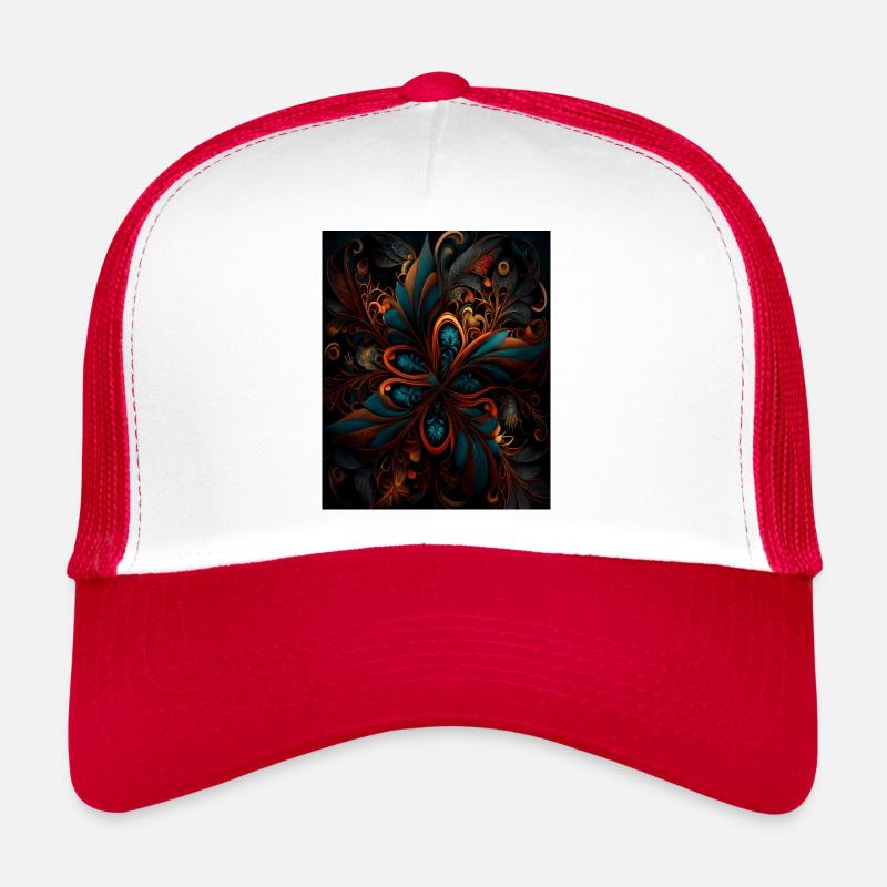 dark fantasy roses pattern - Trucker Cap - white/red