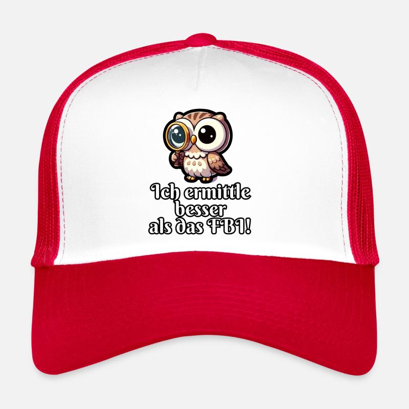 Ich ermittle besser als das FBI Eule - Trucker Cap - Weiß/Rot