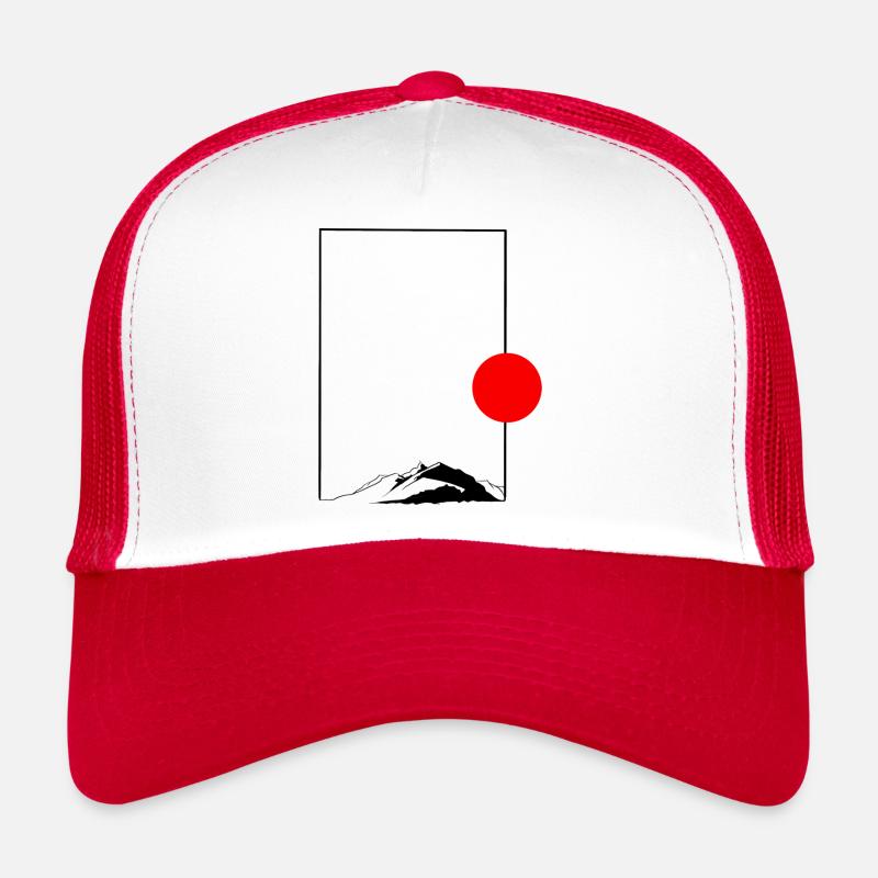 Lever de soleil minimaliste - Casquette trucker - blanc/rouge