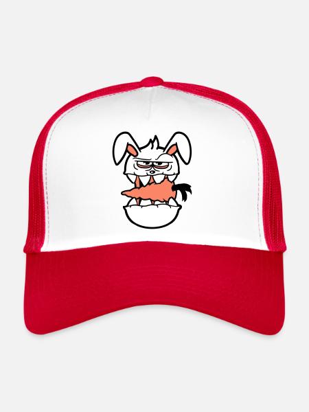 Bunny Monster Evil Carrot Carrot Halloween Horror - Trucker Cap - white/red - Front