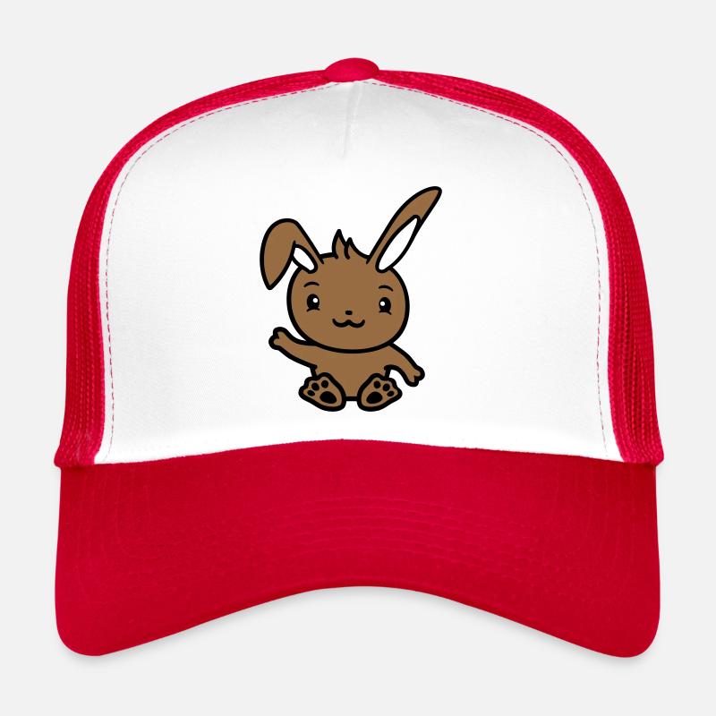 Lapin saluant amicalement la main agitant bonjour Casquette trucker 