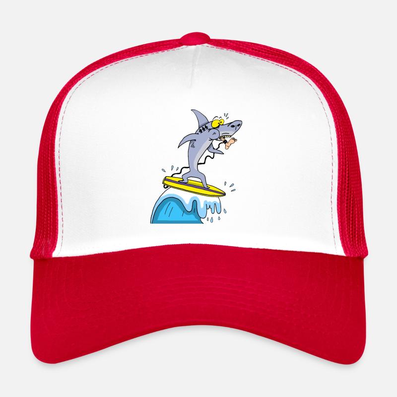 Shark and surfing Trucker Cap