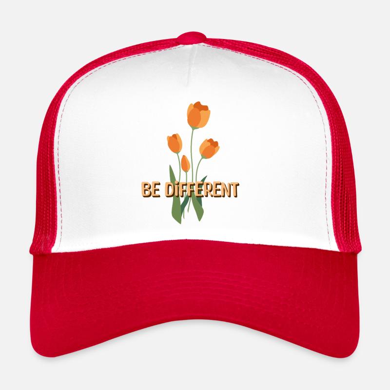 Soyez des tulipes différentes et des affirmations positives - Casquette trucker  - blanc/rouge