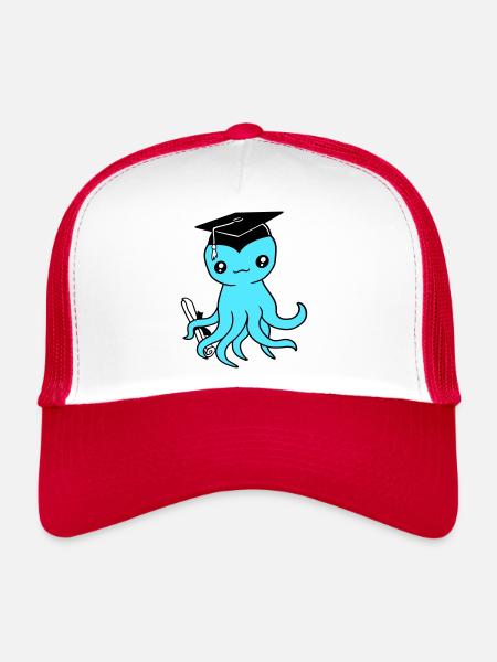 Octopus High School Graduation Passed College - Casquette trucker  - blanc/rouge - Devant