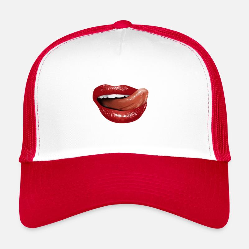Langue Bouche BOUCHE PROTÈGE-DENTS IDÉE CADEAU - Casquette trucker  - blanc/rouge