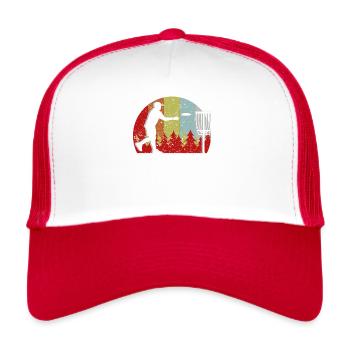 Vintage Retro Disc-Golf - Retro Flying Disc - Casquette trucker  - blanc/rouge - Devant