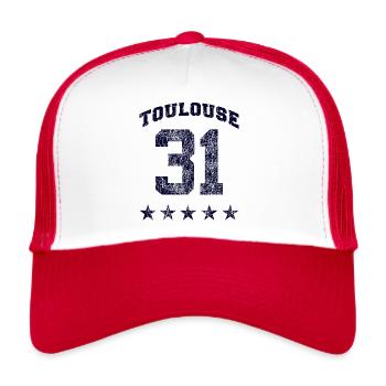 Toulouse 31, 5 étoiles Vintage. - Casquette trucker  - blanc/rouge - Devant