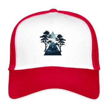 Outdoor Wald Bäume Natur Tiere Wälder Landschaft - Trucker Cap - Weiß/Rot - Vorne