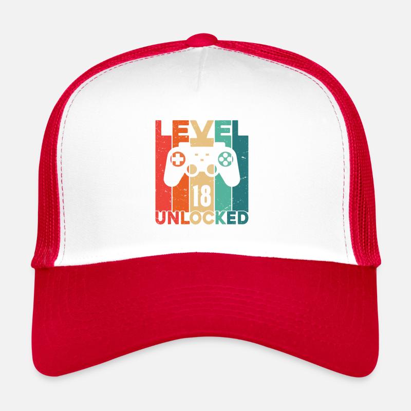 Level 18 Unlocked - Trucker Cap - white/red