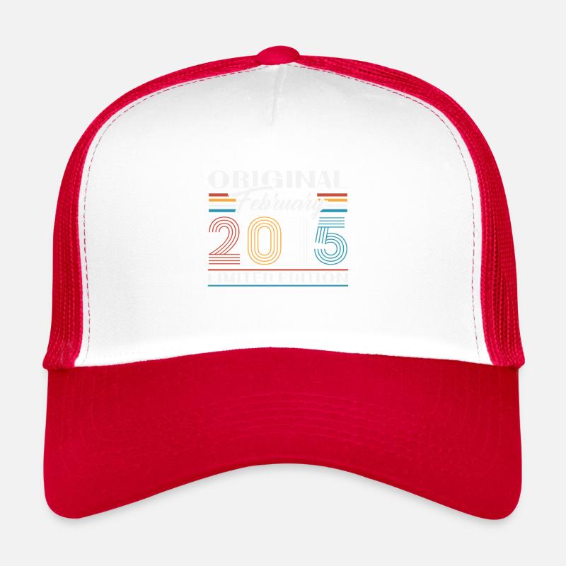 Februar 2015 Vintage Geburtstag 2015 Geschenk - Trucker Cap - Weiß/Rot