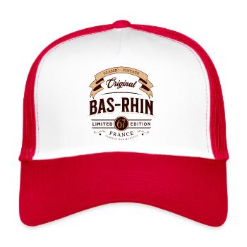 Département 67 Département Du Bas-Rhin France - Casquette trucker  - blanc/rouge - Devant